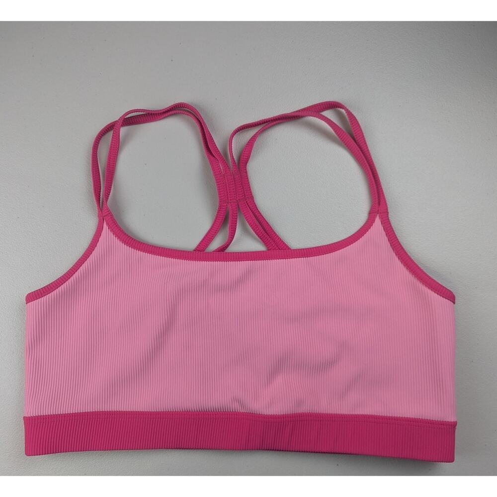 Electric Yoga Sports Bra Hot Pink Strappy Ribbed Low Impact Indie Sleaze XL
